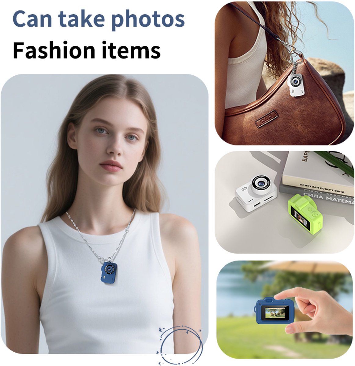 KZQ Minicamera sleutelhanger 48MP 1080P HD compact digitale kindercamera met 0,96 inch scherm oplaadbaar retro fototoestel incl 32GB SD-kaart cadeau voor reizen verjaardag blauw thumbnail 4