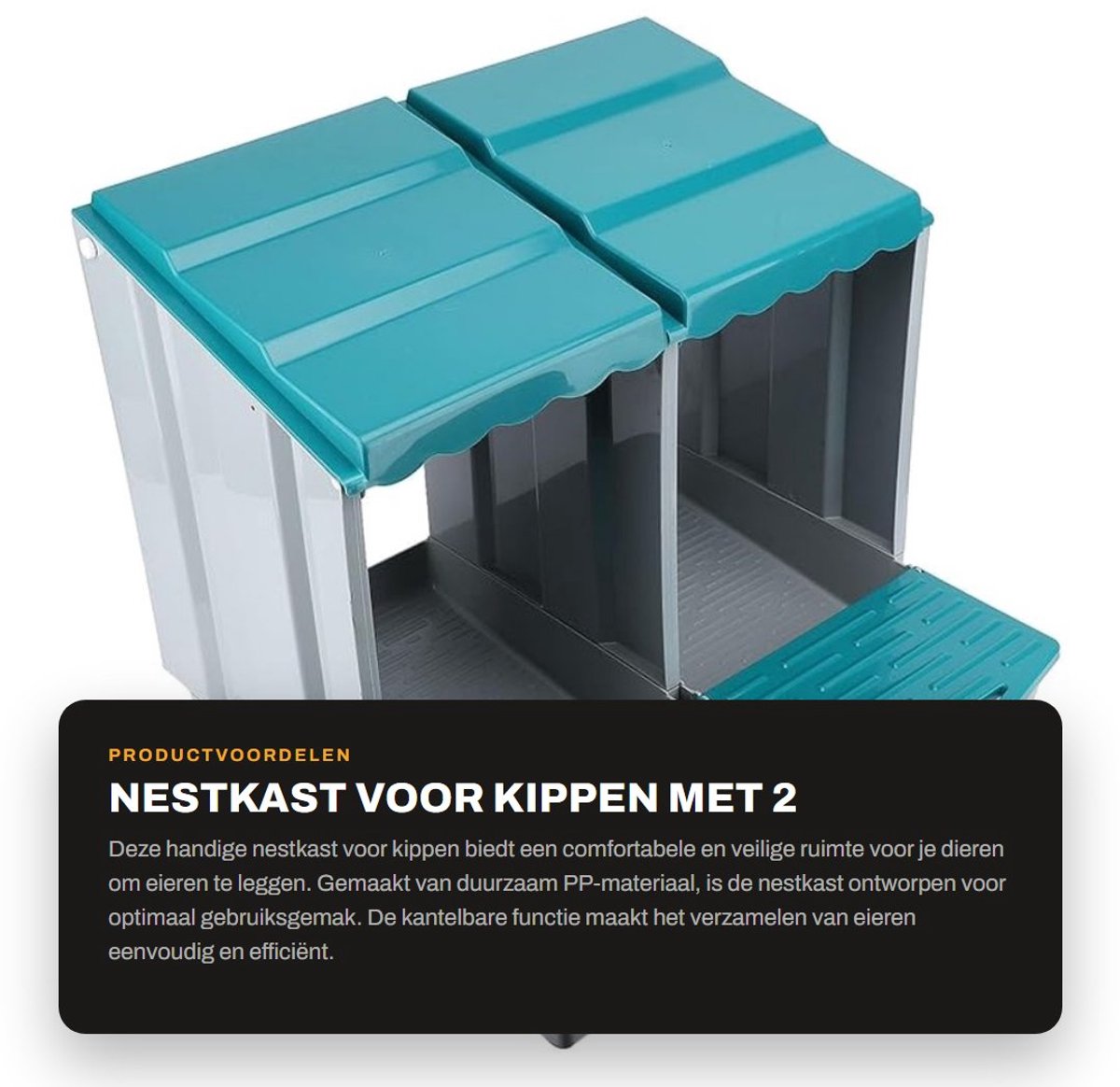 Dailygoods- Nestkast Comfortabel Ruim - Kippenhok - Eierleggende Nestkasten - PP Materiaal - Duurzaam - 2 Compartimenten - Eierlegbox