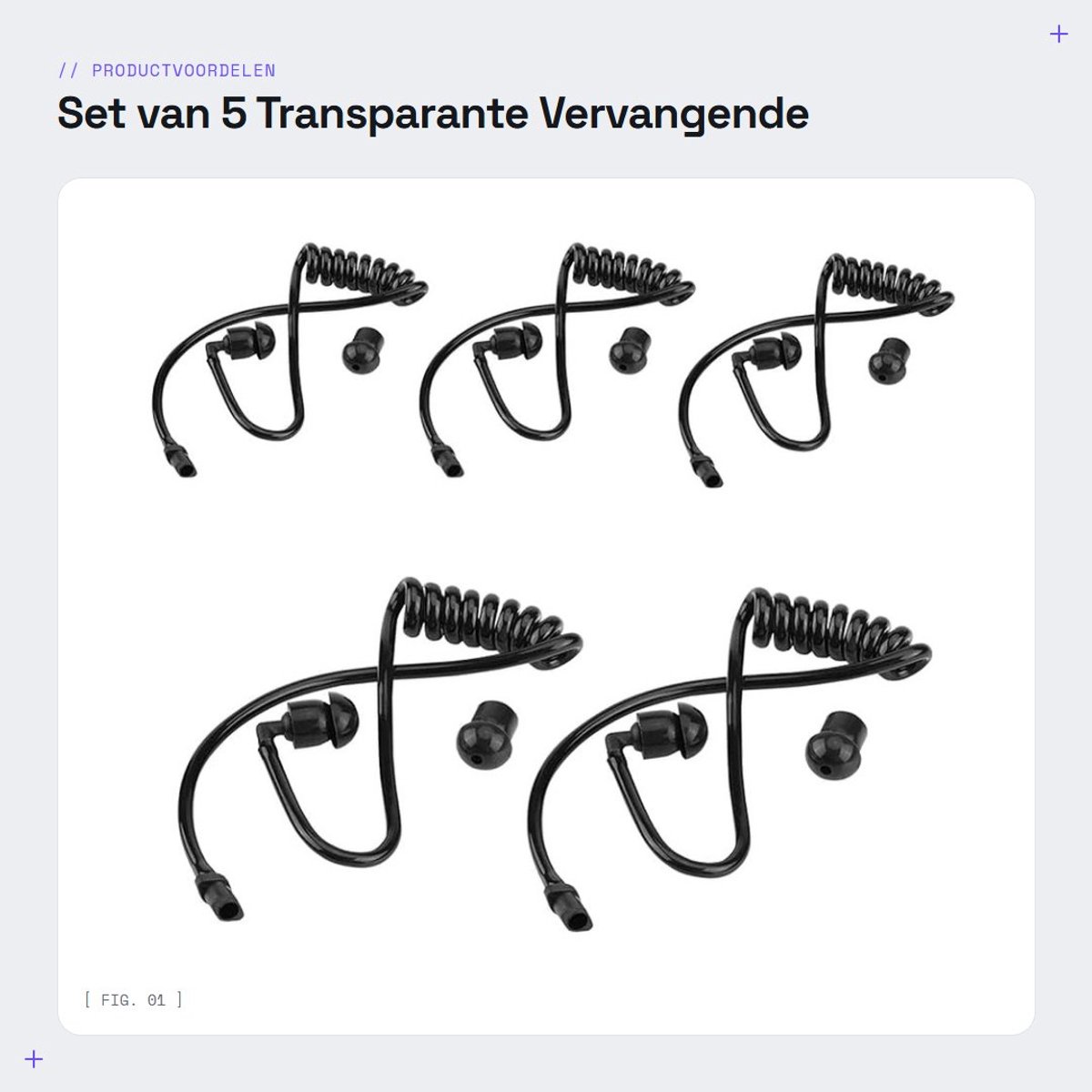 Dailygoods - Set van 5 Transparante Vervangende Akoestische Spiraalbuizen