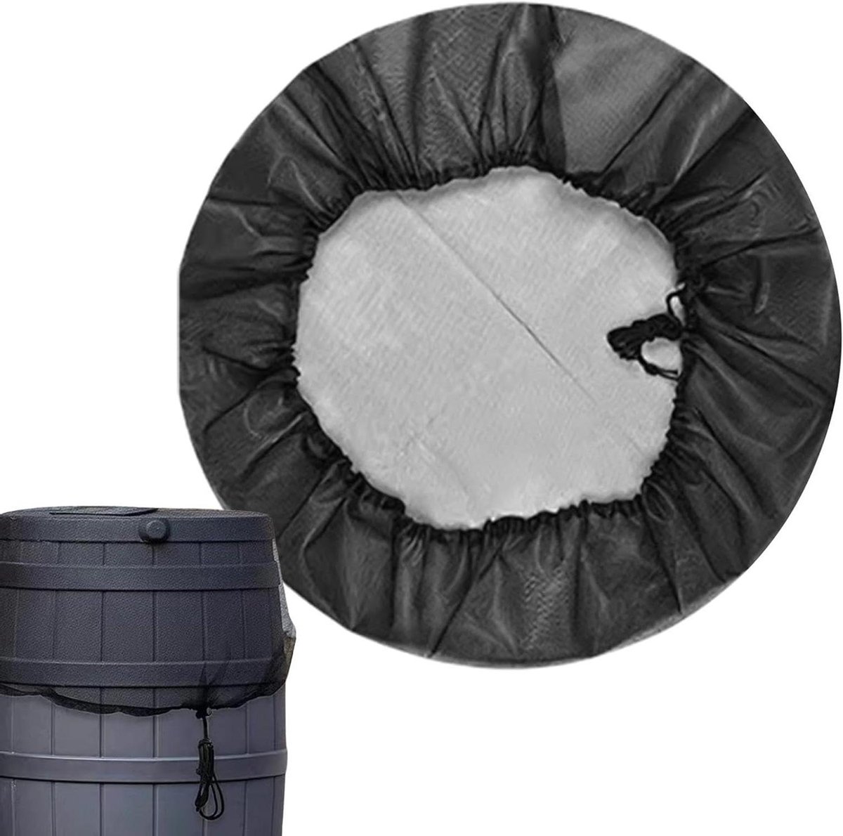 Regenton Deksel - Regenwateropvang Deksel - Water Opslaan - Met Trekkoord - 100 cm - Zwart
