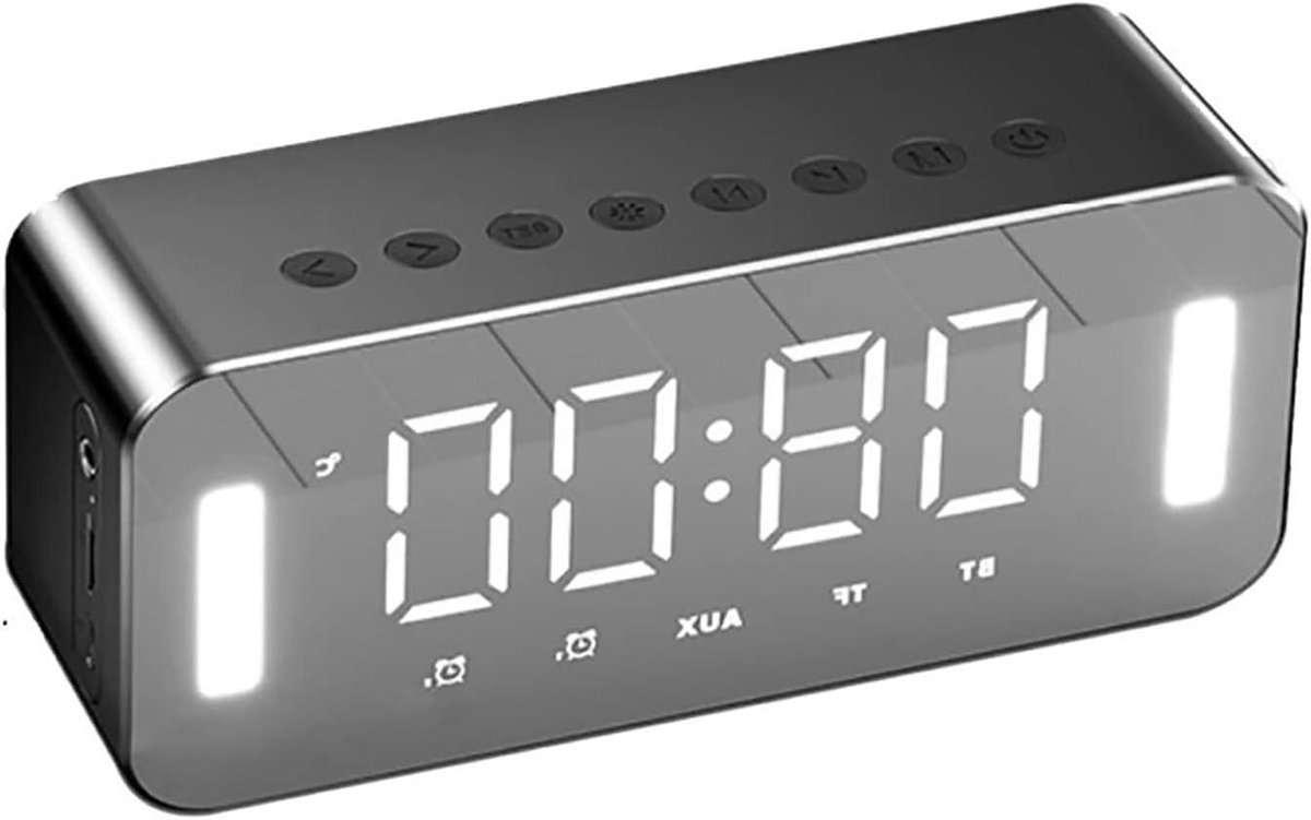 Bluetooth Wekkerradio - Digitale Radio Wekker - Muziek Luisteren - Dynamische Bas - 140 x 70 x 50 mm - Zwart