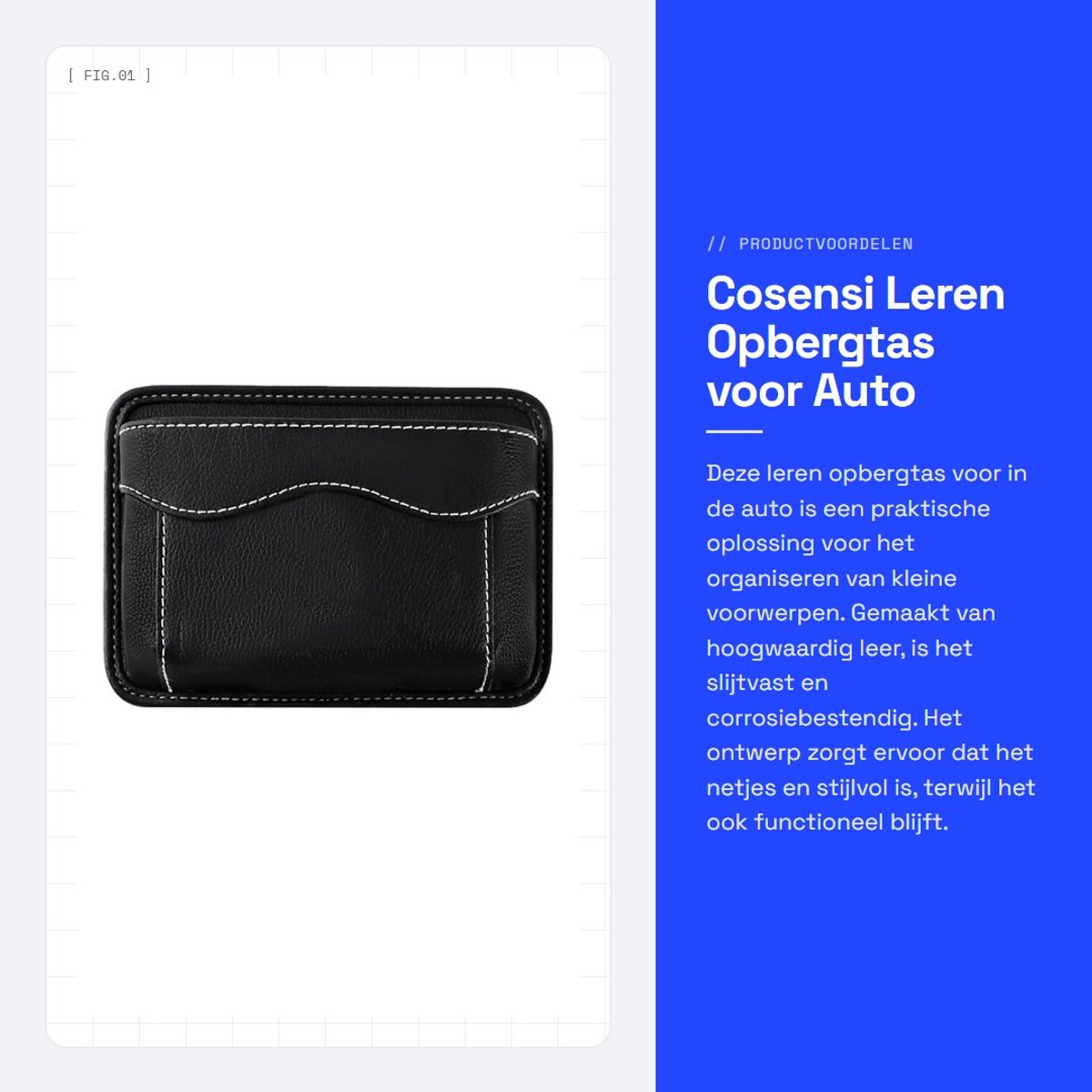 Dailygoods - Leren Opbergtas voor Auto met Veelzijdig Ontwerp