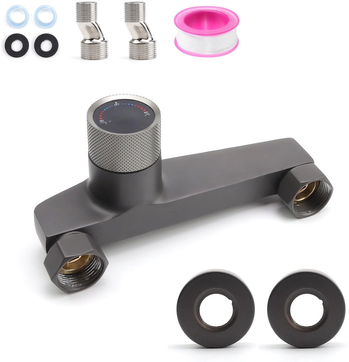Dailygoods- Badkraan Watervalstijl - Thermostatische Kraan - Wandmontage - 2 Uitlaten - Koperlegering - Eenvoudige Installatie - Badmengkraan