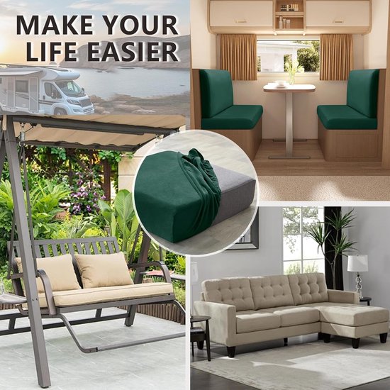 Bankhoes Bankstel - Meubelbeschermer Hoezen - Interieur Vernieuwen - Elastische Band - W60-90cm D30-55cm - Groen — afbeelding 2