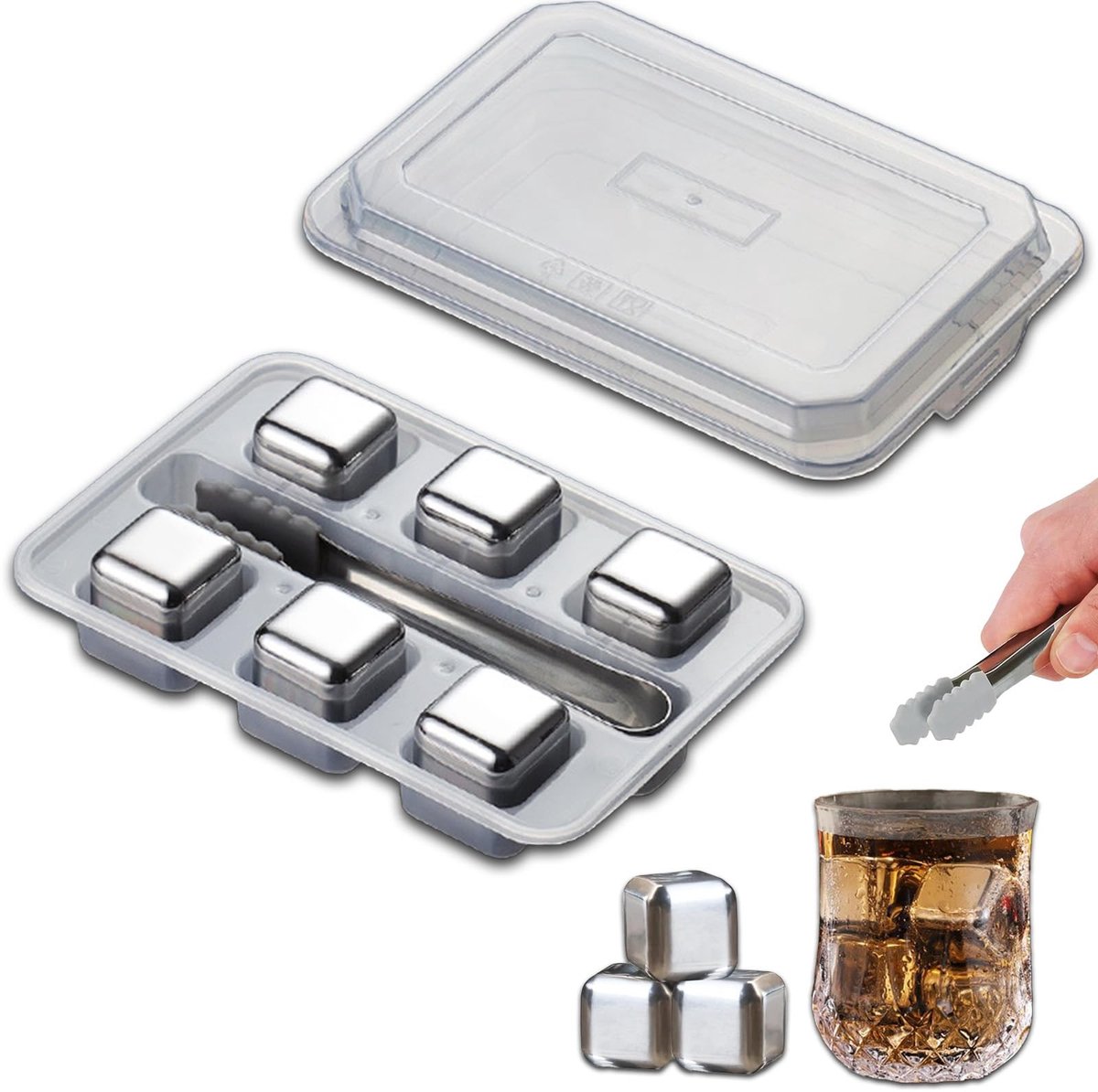 Dailygoods- IJsblokjesmachine Herbruikbaar - IJsblokjes - Baraccessoires - Roestvrij staal - Duurzaam - Perfect voor Whisky/Cocktails - Whiskystenen