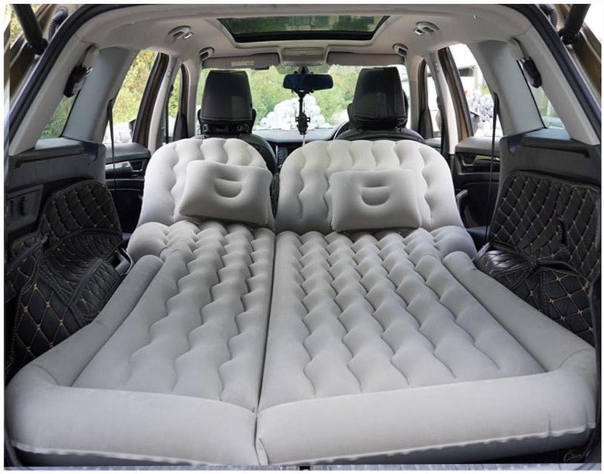 Auto Matras - Luchtbed Auto - Comfortabel Reizen - Zelfopblaasbaar Slaapmat - 15 cm dik - Grijs