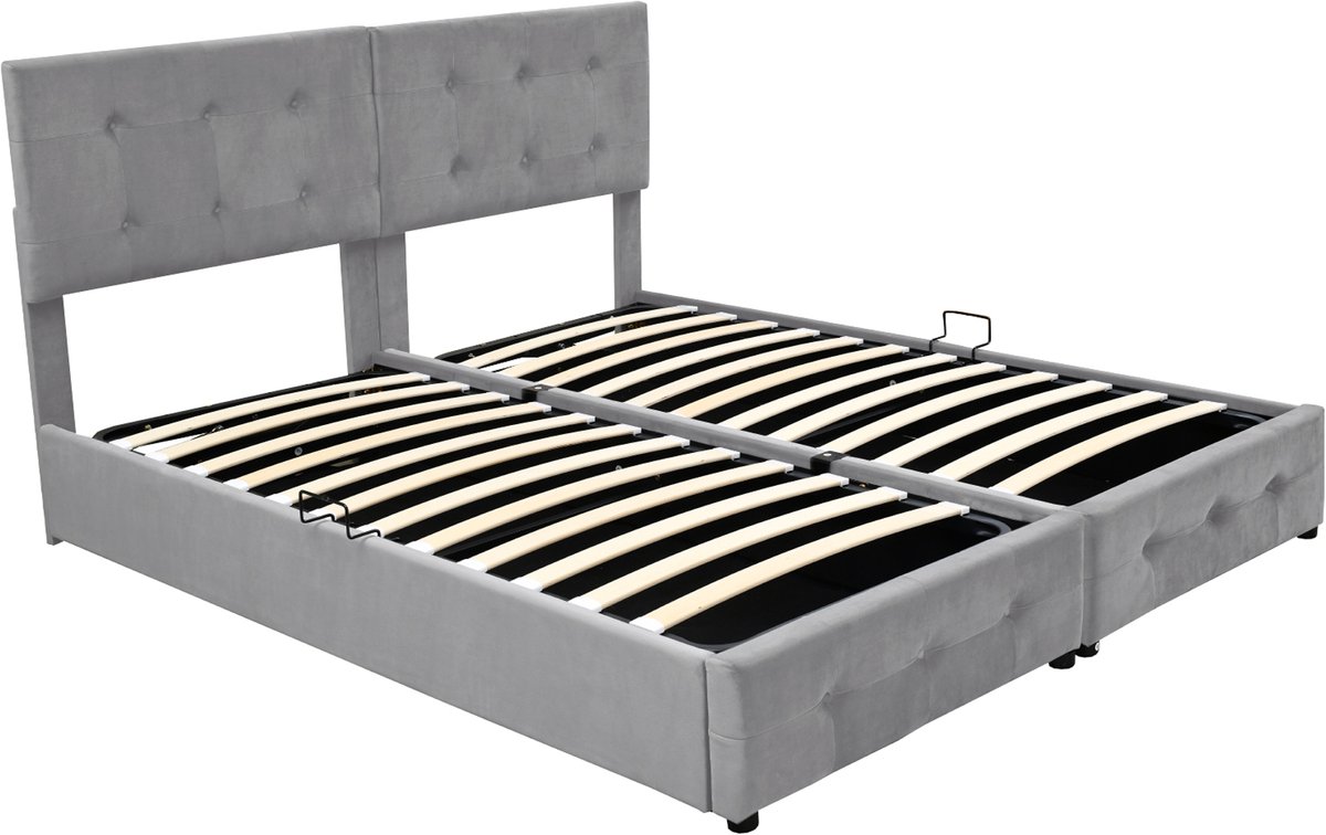 COVREO Bedframe 180x200 cm grijs, verstelbaar hoofd, zonder matras