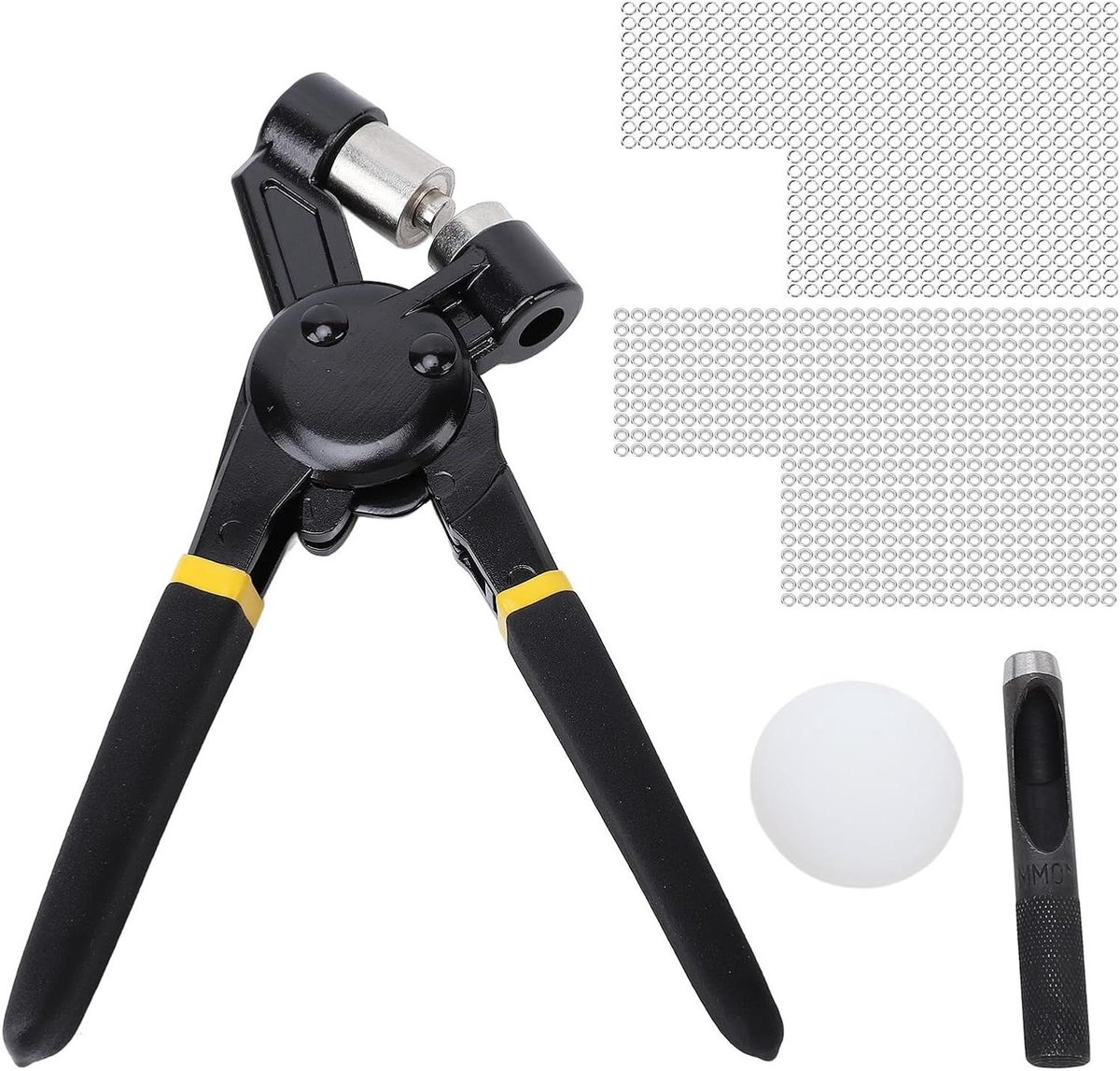 Handperstang Oogjes - Drukknop Tang Kit - Stof Bevestigen - Met 500 Oogjes - 10 mm Ponsdiameter - Zilver