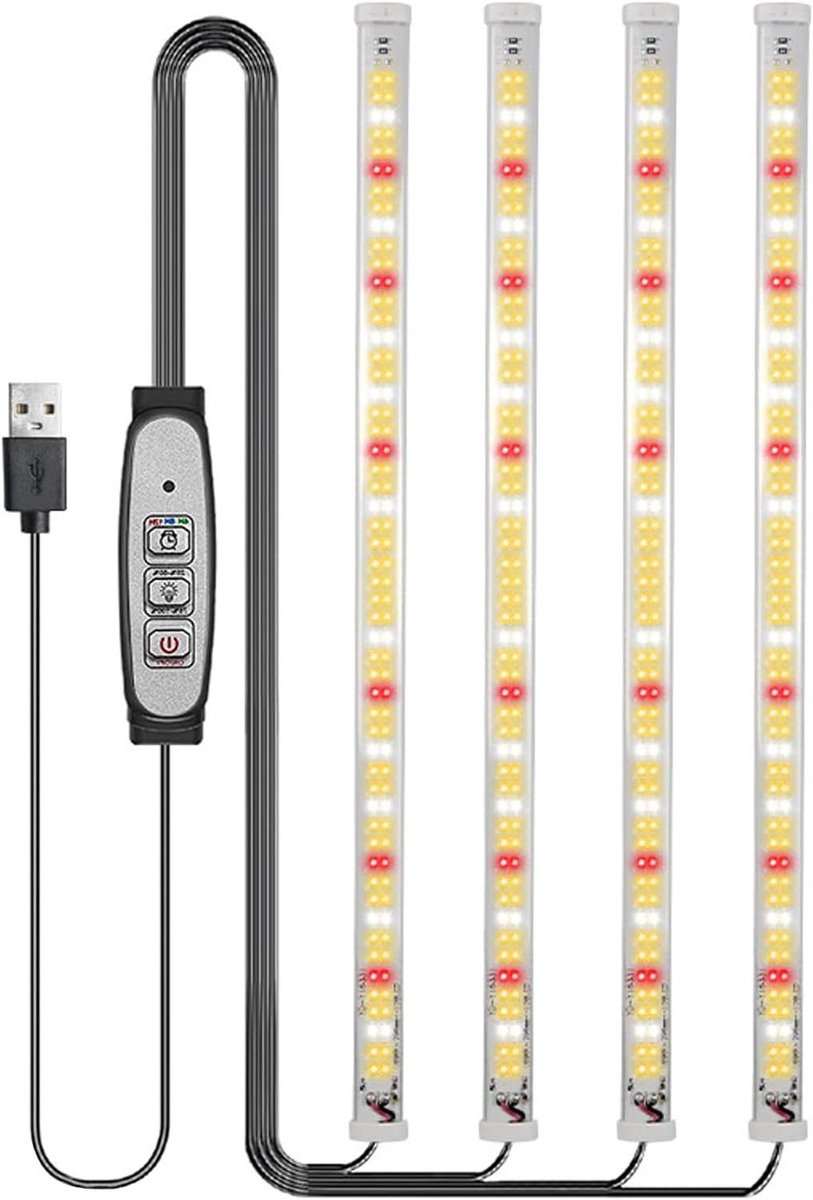 Volledig Spectrum Kweeklicht - LED Plantenlamp - Planten Groeien - Nauwkeurige Zonlichtnabootsing - 35.18 x 7.98 x 4.5 cm - Zwart