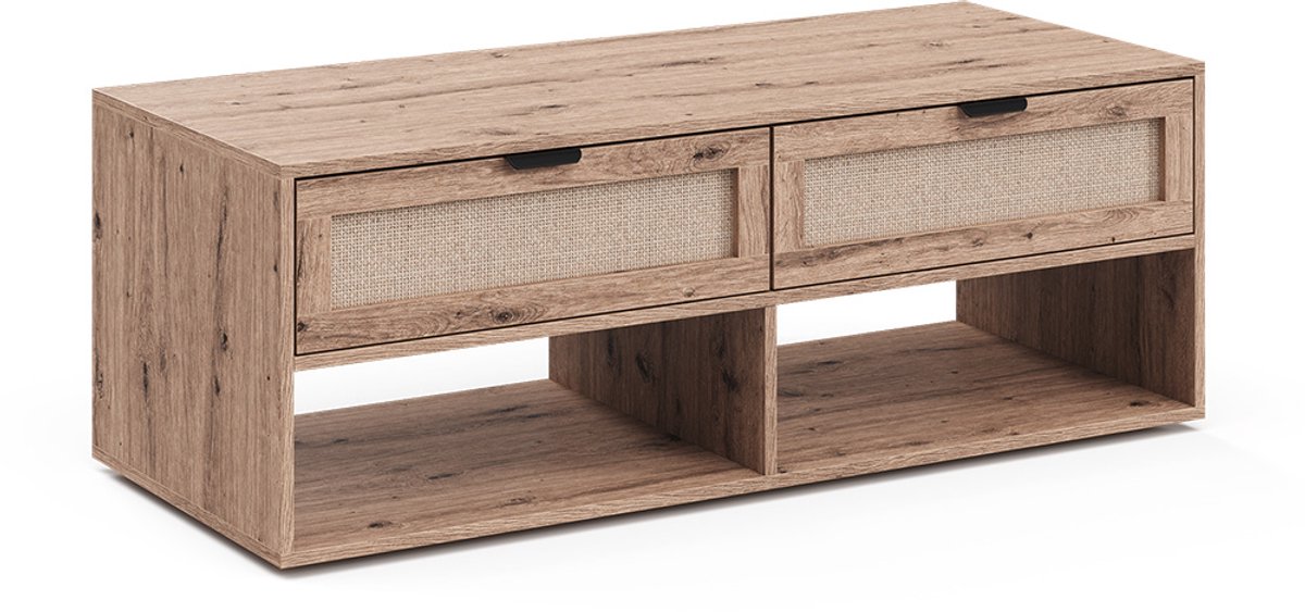 Vicco Salontafel Elven, Eiken, 120 x 50 cm met 2 laden