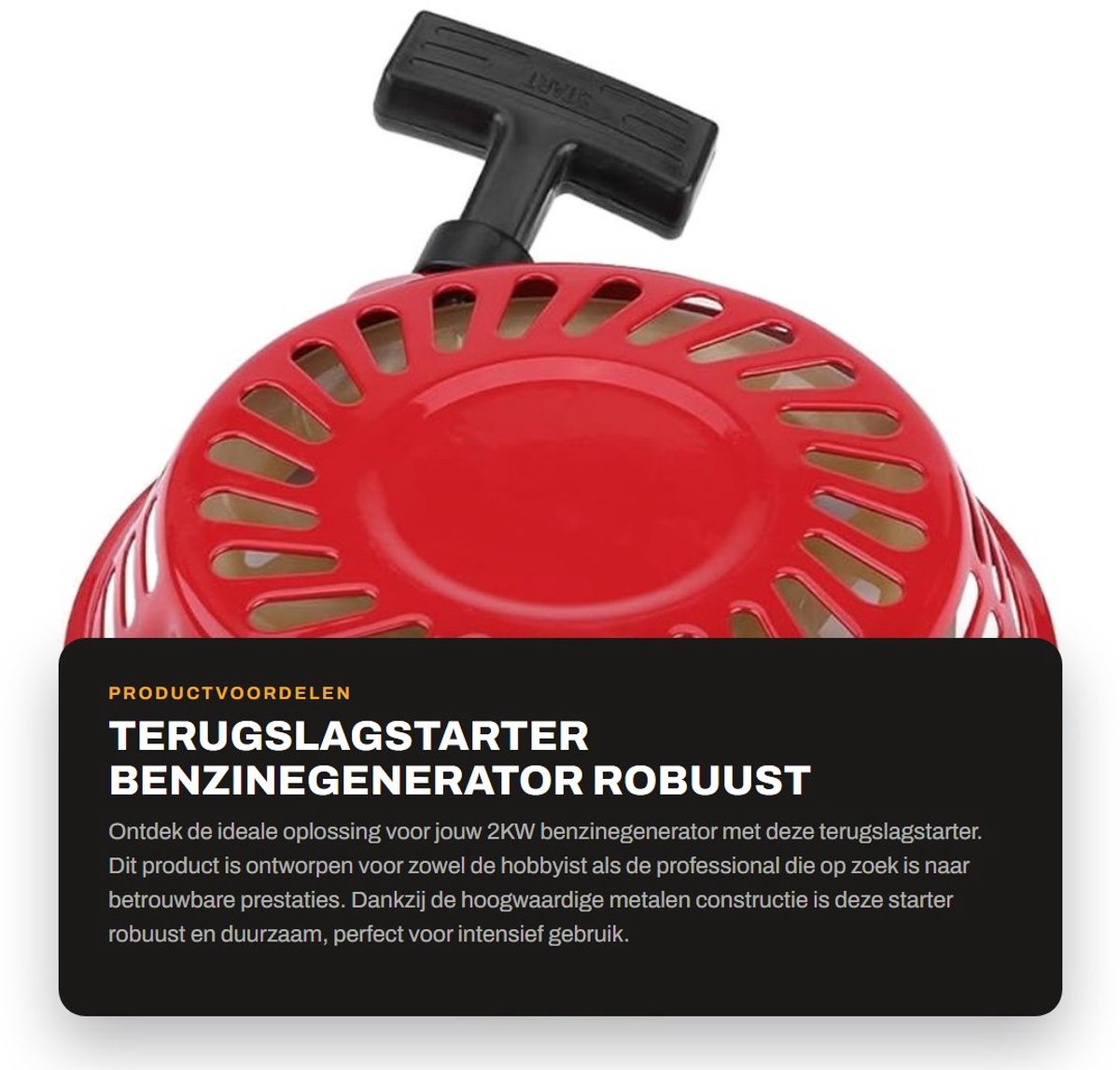 Dailygoods- Terugslagstarter voor 2KW 168F Benzinegenerator - Hoogwaardig Metaal - Eenvoudige Installatie - Schokbestendig - Laag Geluidsniveau - Inclusief Schroeven - Startmotor