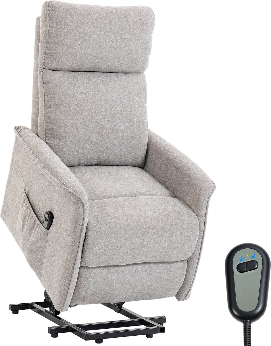 HOMCOM-Elektrische liftstoel - Chenille (100% polyester) - 69 x 91 x 106 cm - Lichtgrijs