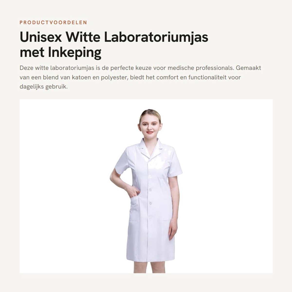 Dailygoods- Laboratoriumjas Unisex - Medische Jas met Inkeping Revers - 3 Zakken - Rimpelbestendig - Sneldrogend - 80 cm Lengte