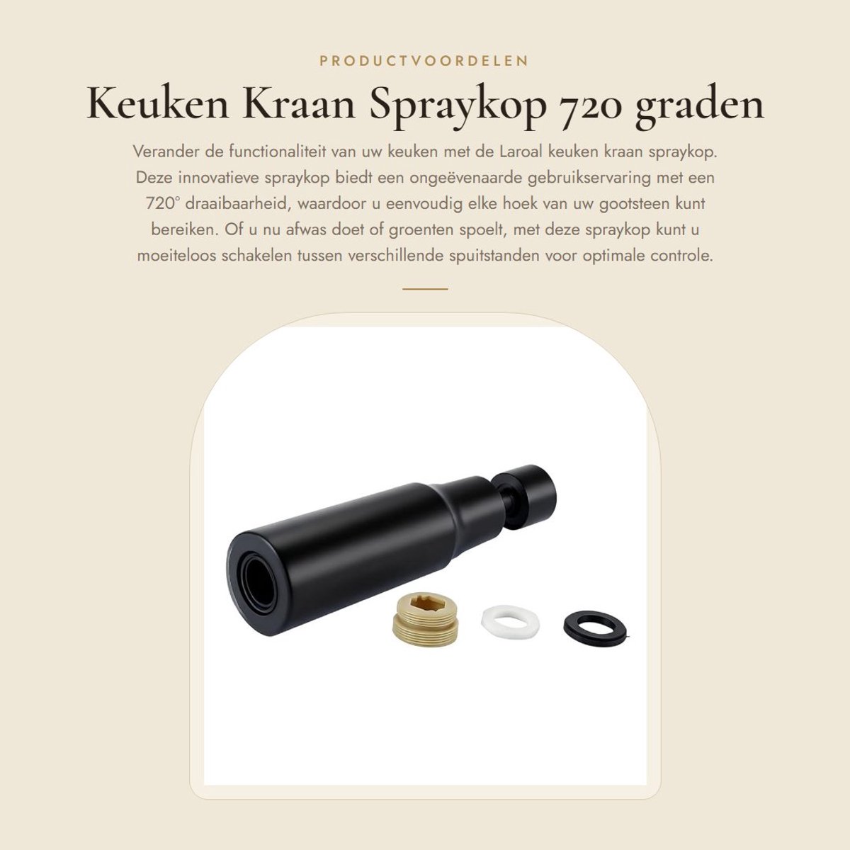 Dailygoods - Keuken Kraan Spraykop - 720 graden Draaibaar - 3 Spuitstanden - Zwart - Hoge druk waterstraal - Functioneel ontwerp - Efficiënt gebruik -...