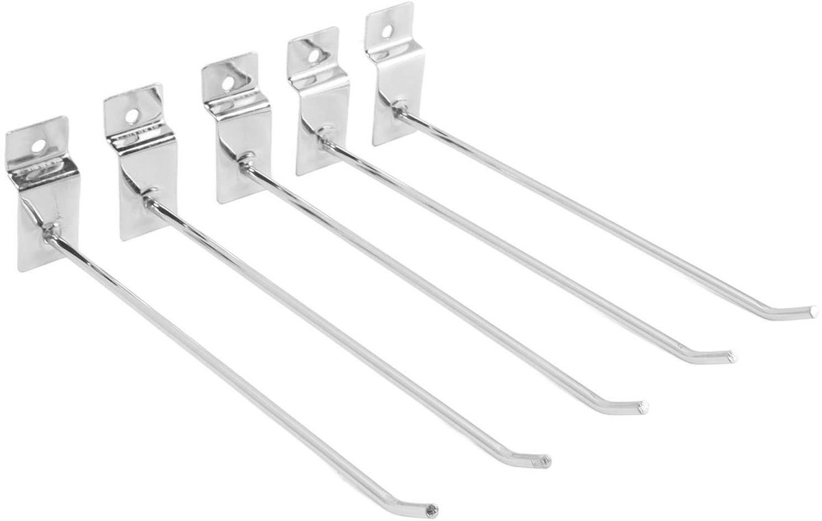 Dailygoods- Slatwall Haken 50 Stuks - Supermarkt Beugel - Wandhaak Metaal - Opberghaken - Wandhaken - Ruimtebesparend