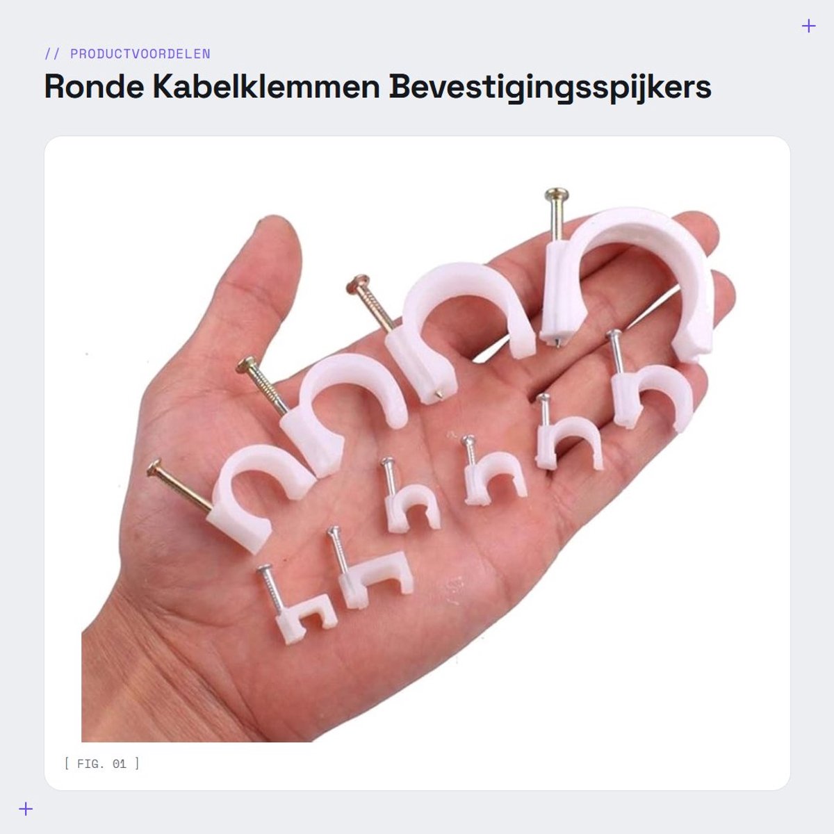 Dailygoods - Ronde Kabelklemmen - Bevestigingsspijkers - Tijdbesparend - Wit - Binnenbedrading - Geschikt voor Elektrisch en Coaxkabel - Pack van 100