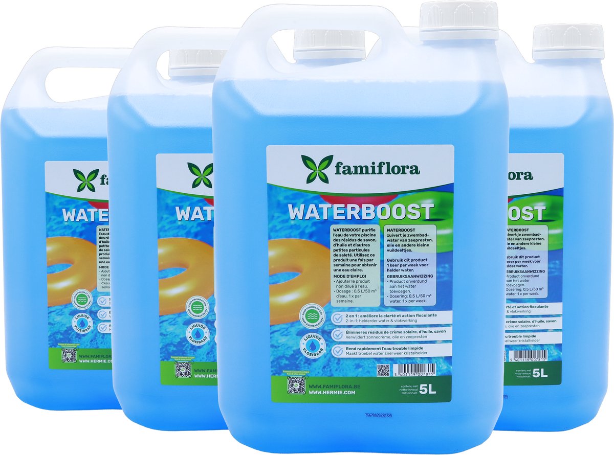 Famiflora Waterboost 4x5L - Verwijdert troebel water volledig zodat je direct kan genieten van kristalhelder water