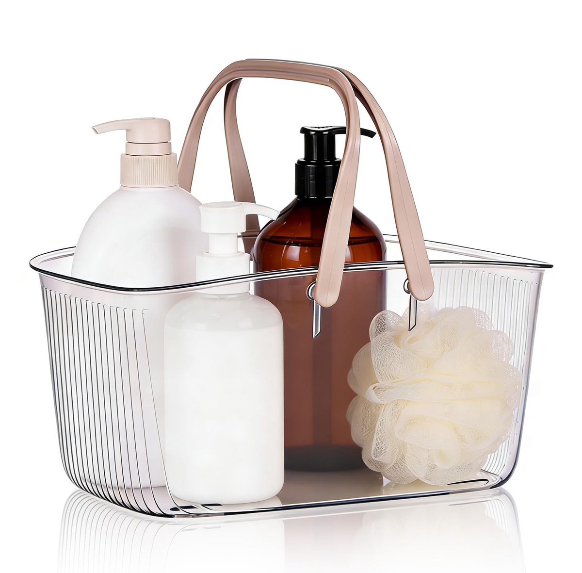 Dailygoods- Opbergmand Transparant - Draagbare Douche Caddy - Badkamer Organizer - Afvoergaten - Lichtgewicht Toilettas - Multifunctioneel - Douchecaddy