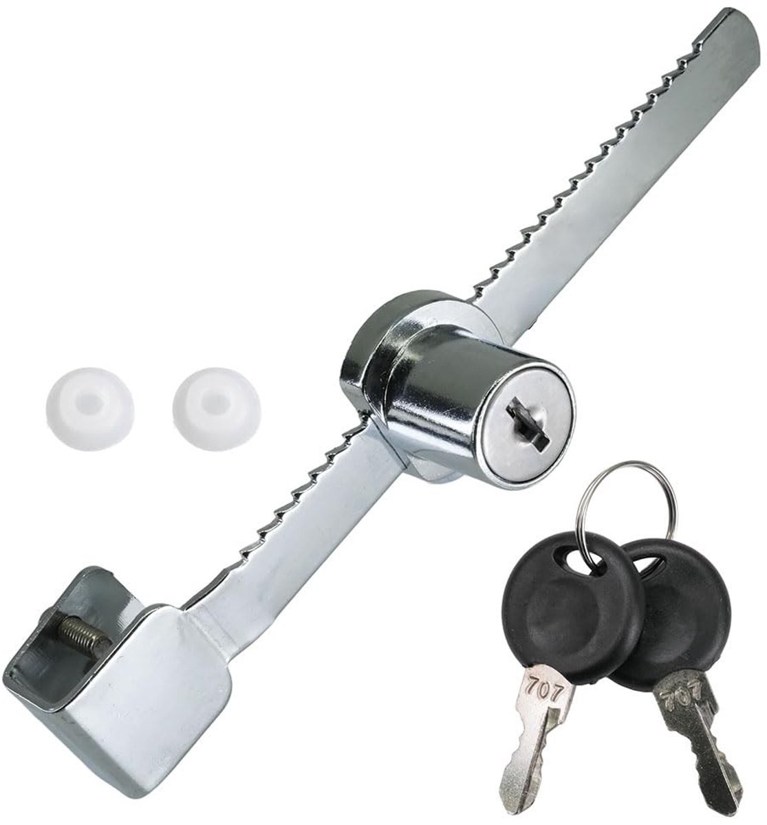 Dailygoods- Tandstangslot Compact Ontwerp - Vitrineslot - Terrari-slot - Ratel-slot - Geschikt voor Glazen Schuifdeuren - Duurzaam Zinklegering