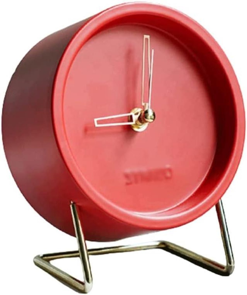 Rode wekker - Stille klok - Wakker worden - Niet-tikkend kwarts - 5 inch - Rood