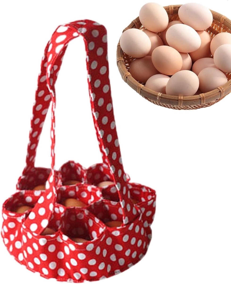 Eier Mand - Eier Verzamelaar - Eieren Opslaan - Met 7 Vakken - 23x22 cm - Rood