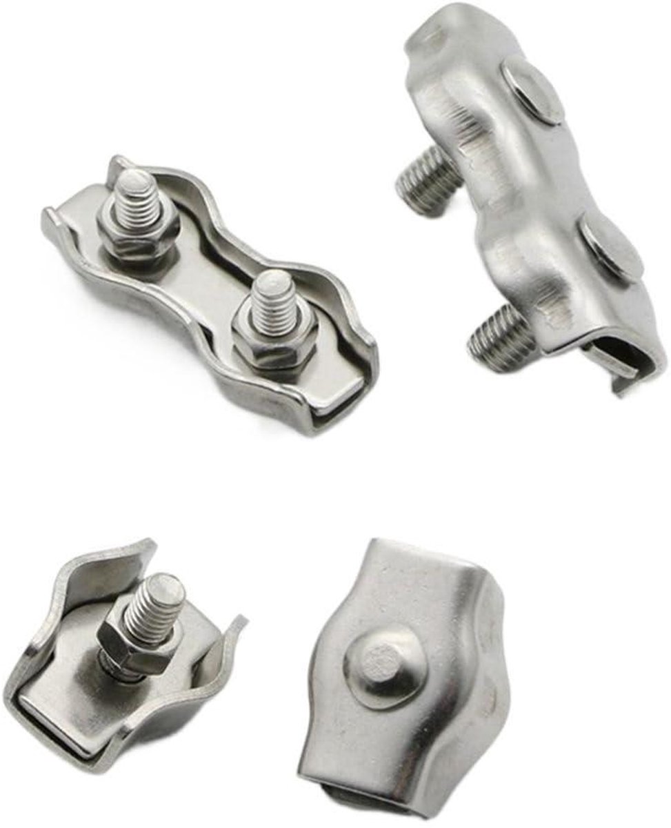 Kabelklemmen - Staalkabel - Bevestigen van kabels - Roestvrij staal - 5 stuks - Zilverkleurig