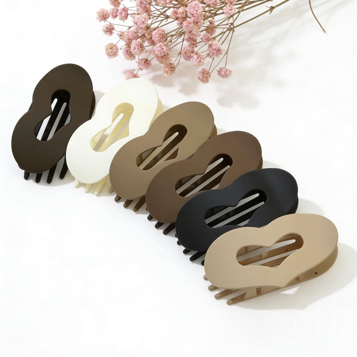 Dailygoods- Haarklemmen 6 stuks - Platte/gebogen - Antislip - Hartvorm - Haarspelden Dames - PS-kunststof - Voor verschillende gelegenheden