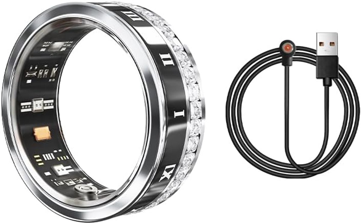 Slimme Ring – Draagbare Fitness Tracker – Hartslagmonitor – Waterdichte Slimme Stappenteller voor Mannen en Vrouwen – R2 (Zwart, 9#)