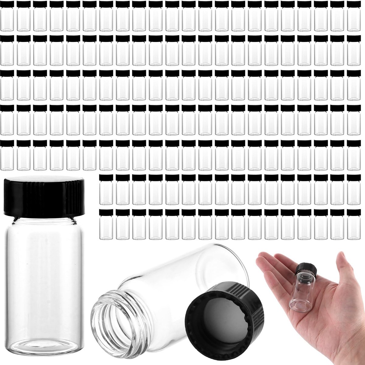 Dailygoods- Monsterbuisjes 100 stuks - Glazen Flesjes 20 ml - Lekvrije Mini-Flessen - Borosilicaatglas - Ideale Monsterhouder - Perfect voor Laboratorium
