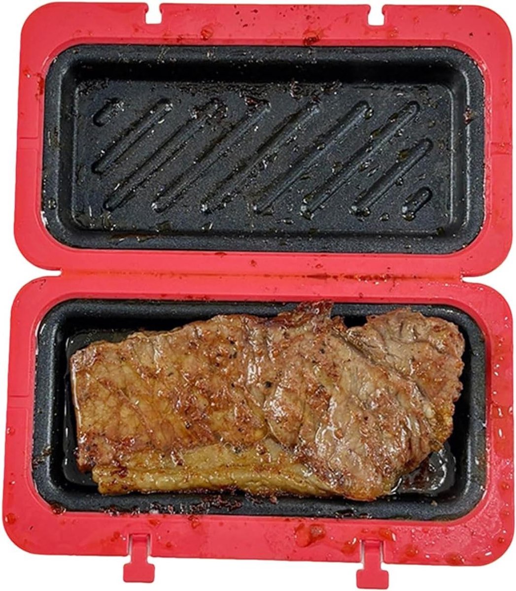 Sandwichmaker - Tosti-apparaat Wafelpers - Snelle Maaltijden - Magnetron Geschikt - 19.3x11.8x4.1cm - Rood