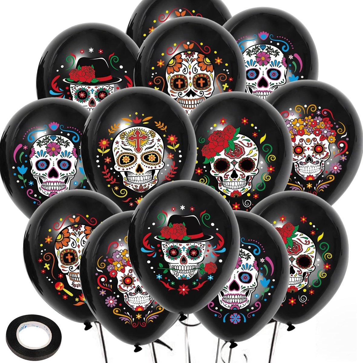 Dailygoods- Ballonnen 30 stuks - Dag van de Doden Decoraties - Suiker Schedel - Latex Ballonnen - Dia de Los Muertos - Unieke Ontwerpen - Feestballonnen