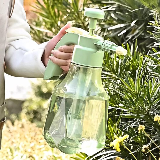 Spuitfles - Transparante Drukspuitfles Met Verstelbare Sproeikop - Handsproeier voor De Tuin - Plastic Pompverstuiver voor Huishoudelijke Schoonmaak - Tuinbesproeiing en Autodetailing - Groente van Merkloos	 — afbeelding 2