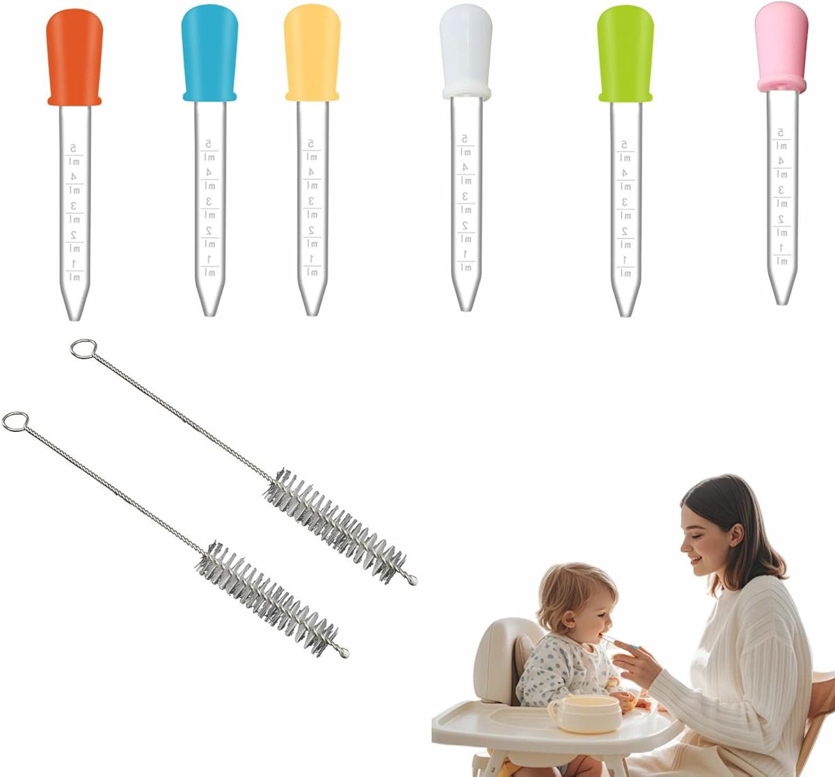 Set van 6 Plastic Druppelaars van 5ml voor Nauwkeurig Doseren van Vloeistoffen en Olie