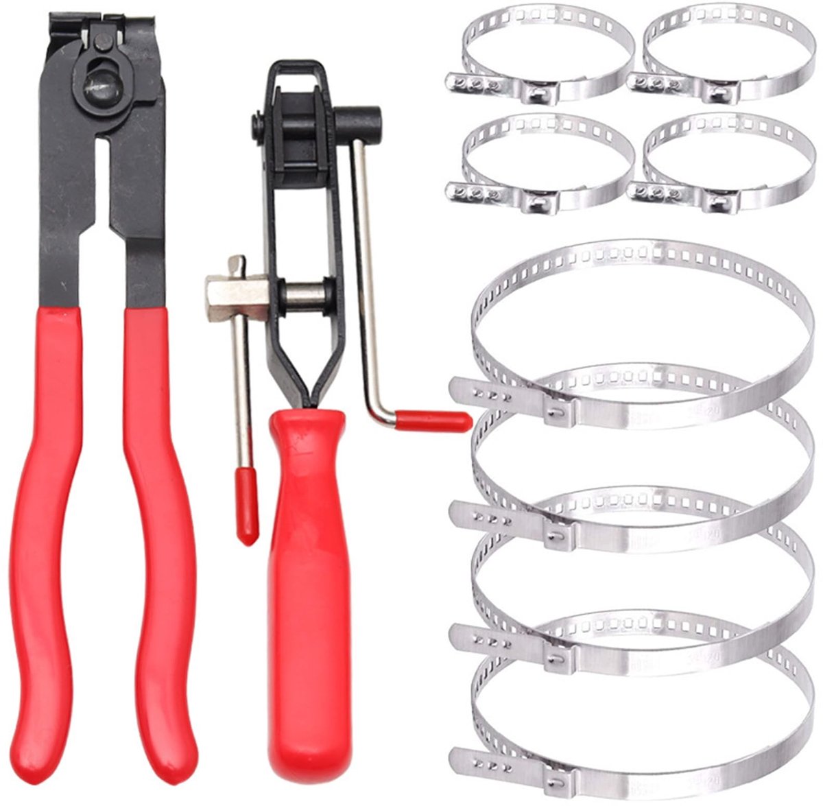 Dailygoods- Slangklemmen Set van 10 Stuks - Slangklemmen Uitschuifbaar - Klemstang - Asmanchetten - Auto-Reparatie Gereedschap - Roestvrij Staal - Klemset