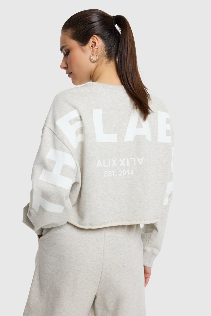 Alix The Label Ladies Knitted Back Print Sweater - Sweater - Trui - Dames - Lichtgrijs - Maat L