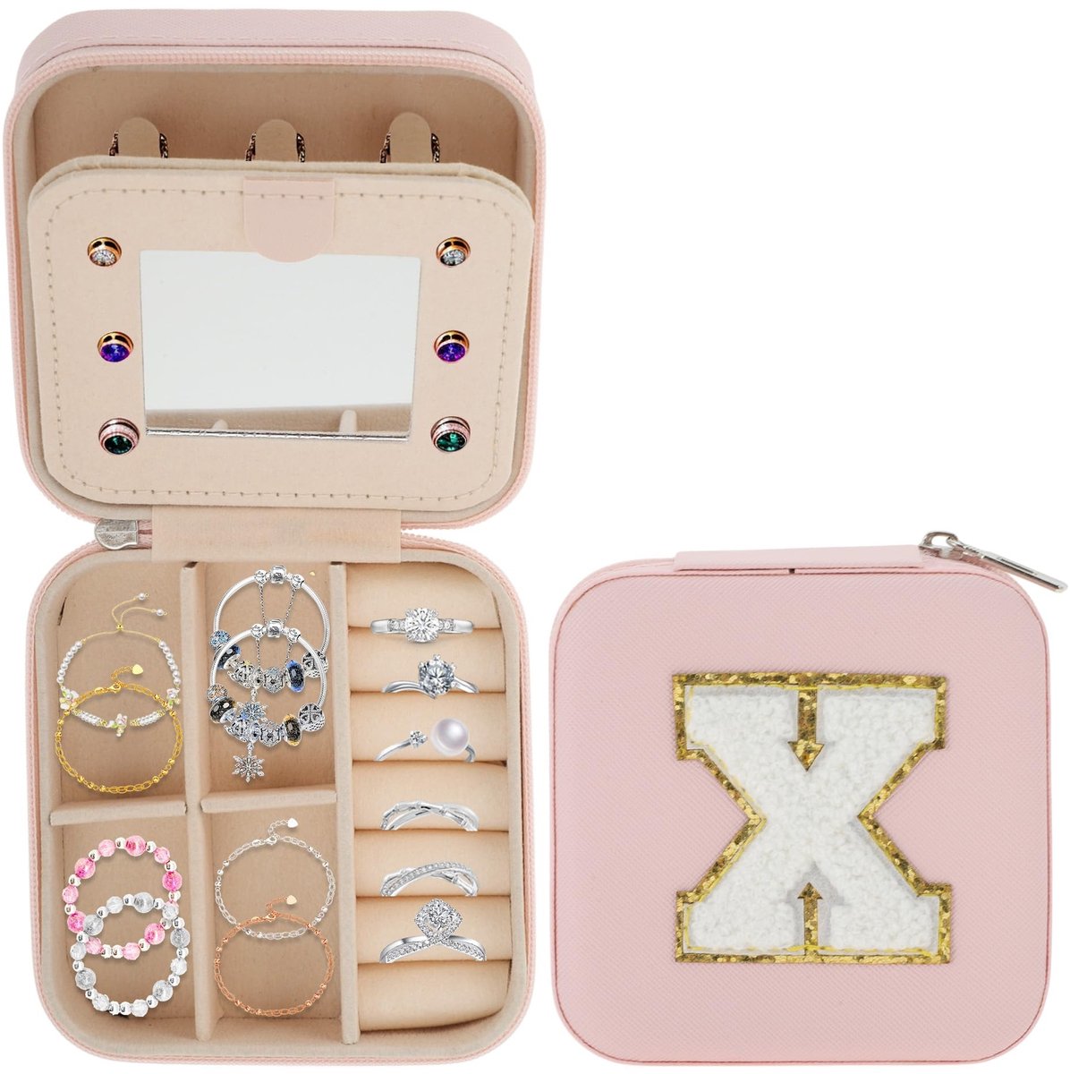 Dailygoods- Sieradendoos met Spiegel - Sieradenopbergdoos - Sieradenorganizer - Roze - Waterdicht - Duurzaam Materiaal - Sieradenbox