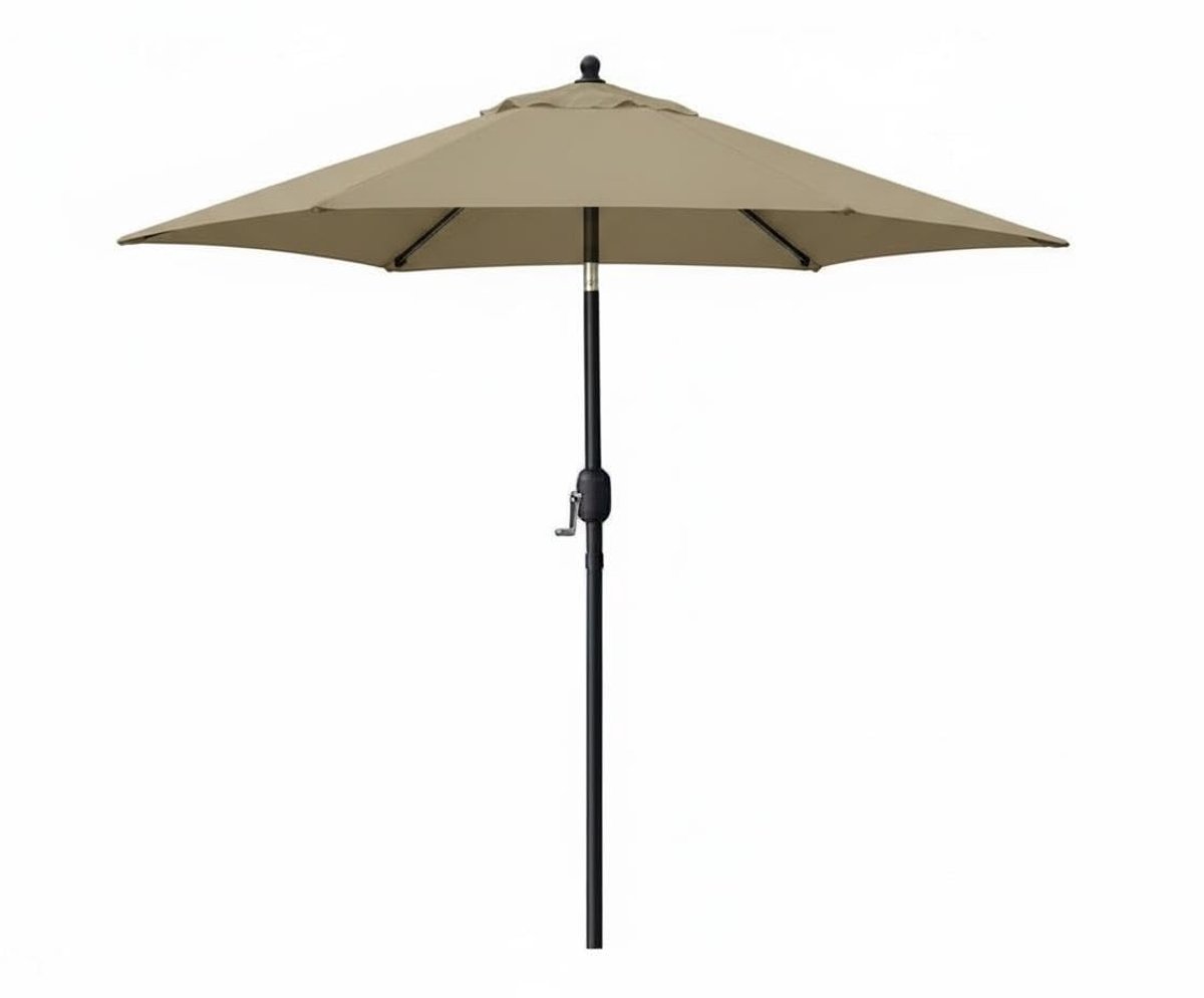 Parasol Tuinparasol met Stalen Frame - Draaimechanisme - Waterafstotend - 200x200x220cm - Kaki - Zonder Voet - Stokparasol voor Balkon Terras Tuin