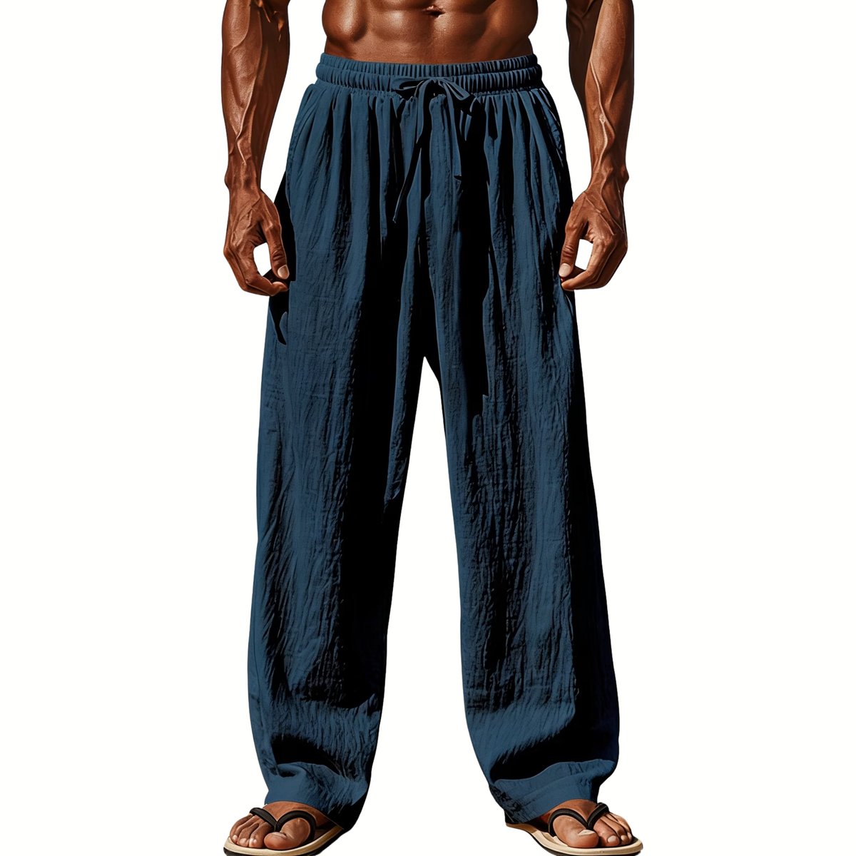 Currero Linnen Broek Heren - Zomerbroek - Volwassenen - Lange Broek - Pantalon - Strandbroek - Zomer - Ibiza Stijl - Marineblauw S