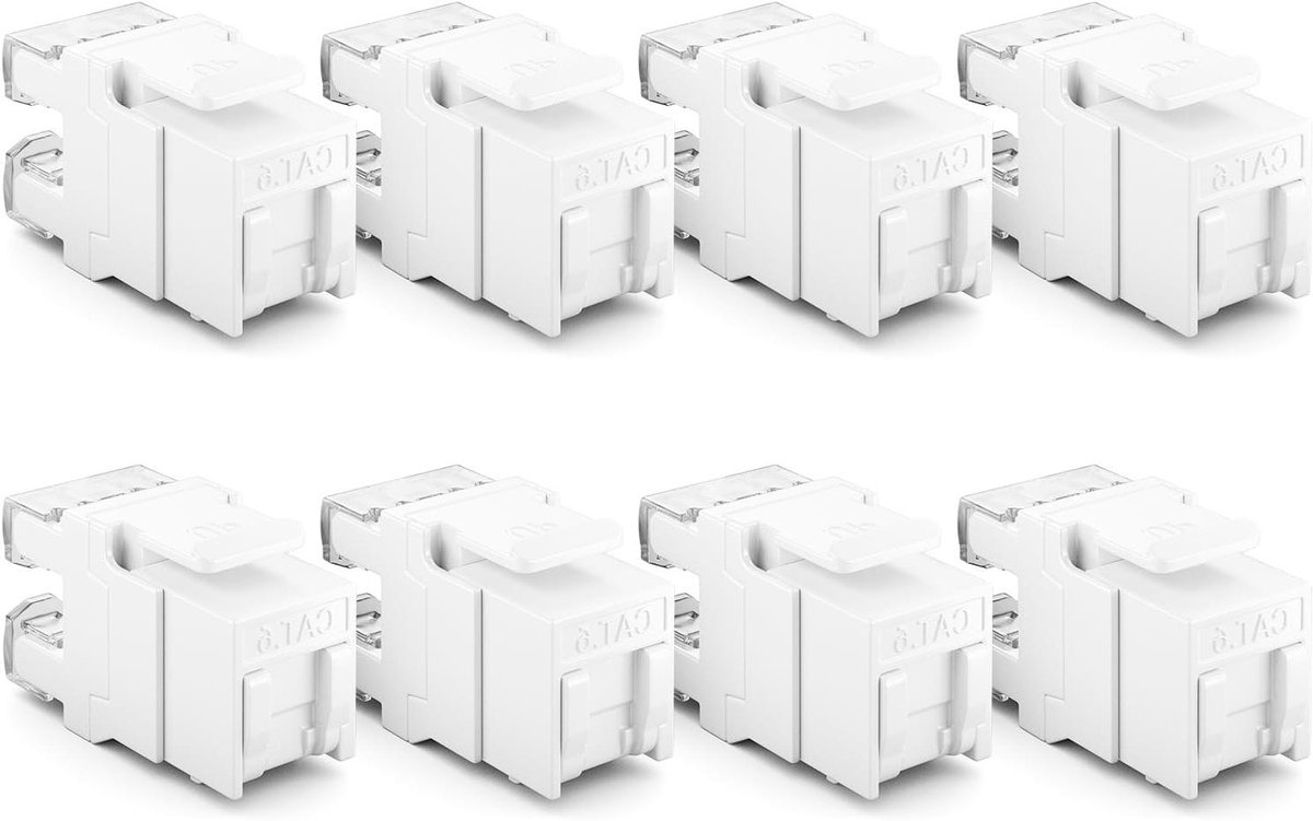 Keystone Jack Module - RJ45 Connector Netwerk Module - Netwerk Bekabeling - Gereedschapsloze Installatie - 8 Stuks - Wit