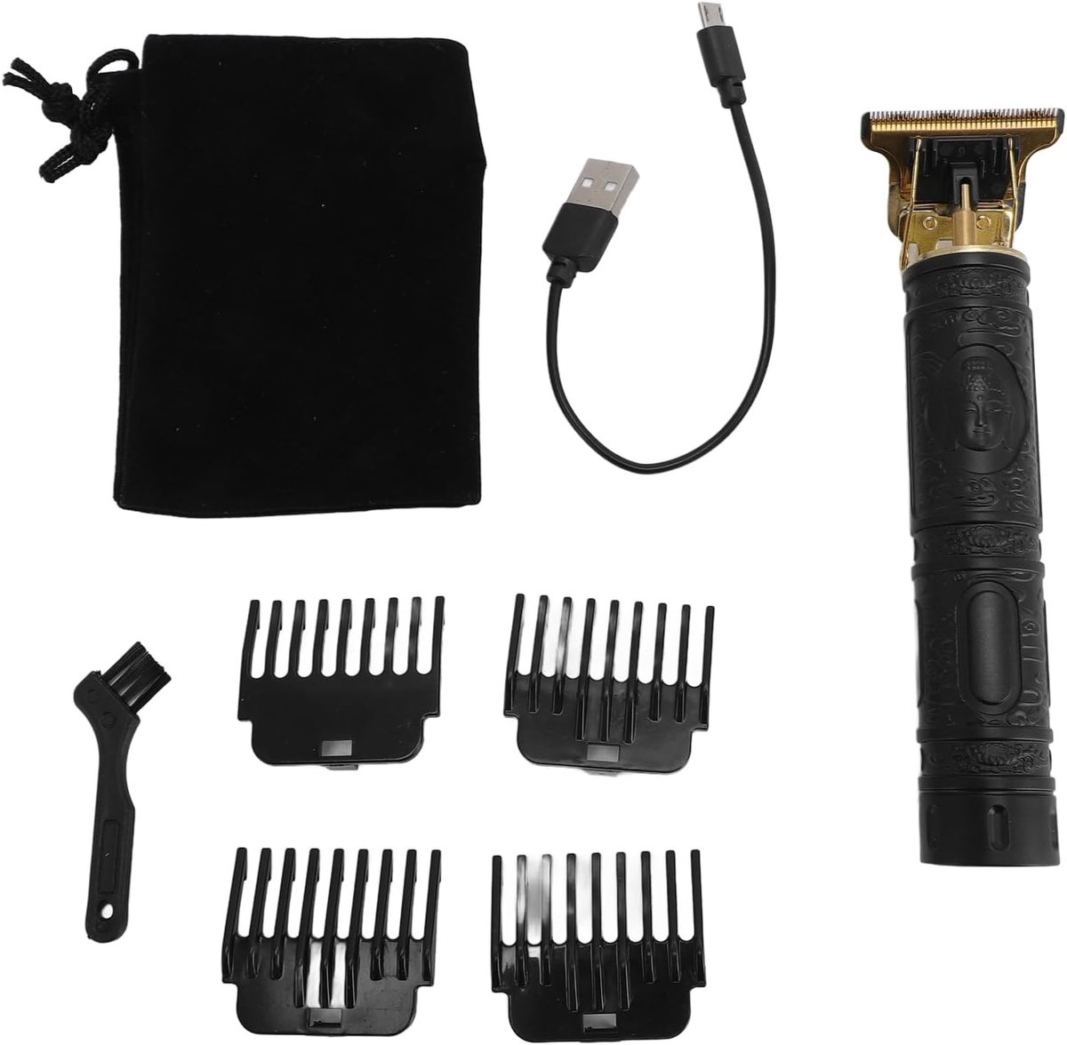 Elektrische Baardtrimmer - Haar Clippers Set - Strakke Lijnen - Precisie Gradiënten - 4 Opzetkammen - Zwart