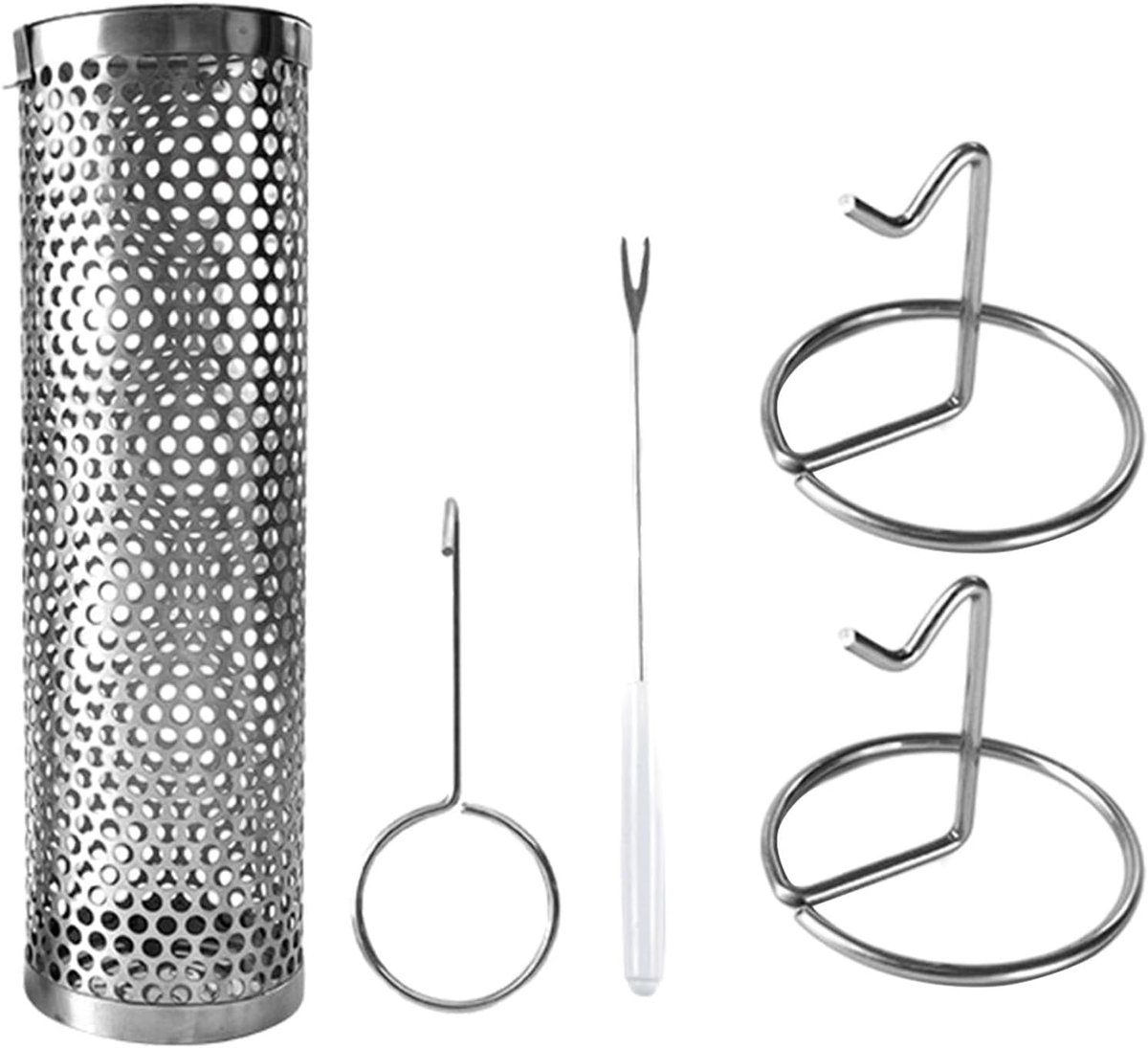 Grillmand - Vismand Braadmand - Gelijkmatig Grillen - 360 Graden Rotatie - 31.7 x 9.8 x 9.6 cm - Zilver