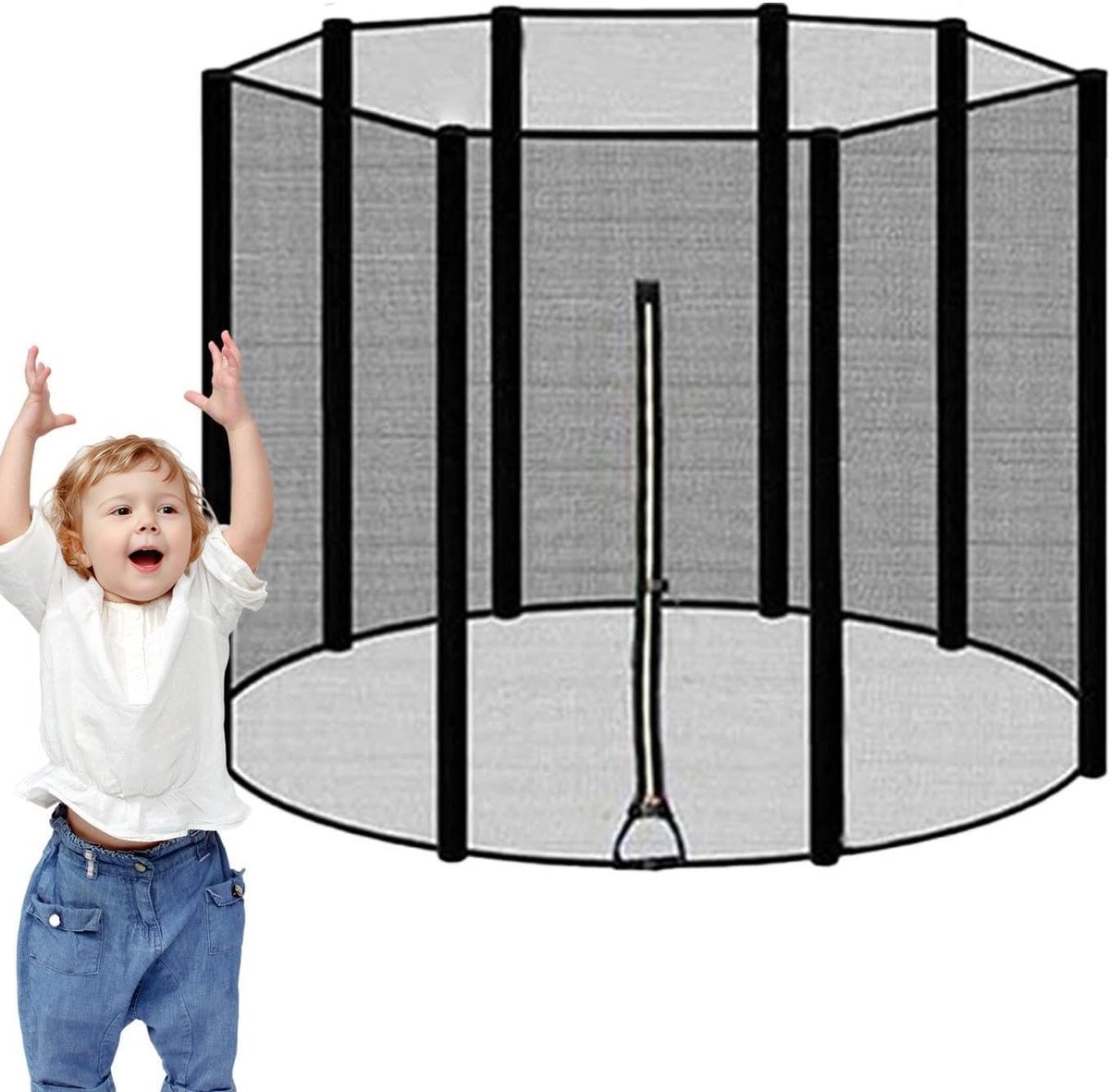 Trampoline Veiligheidsnet - Trampoline Omheining Net - Veilig Springen - UV-Bestendig Ademend - 10 voet 8 - Zwart