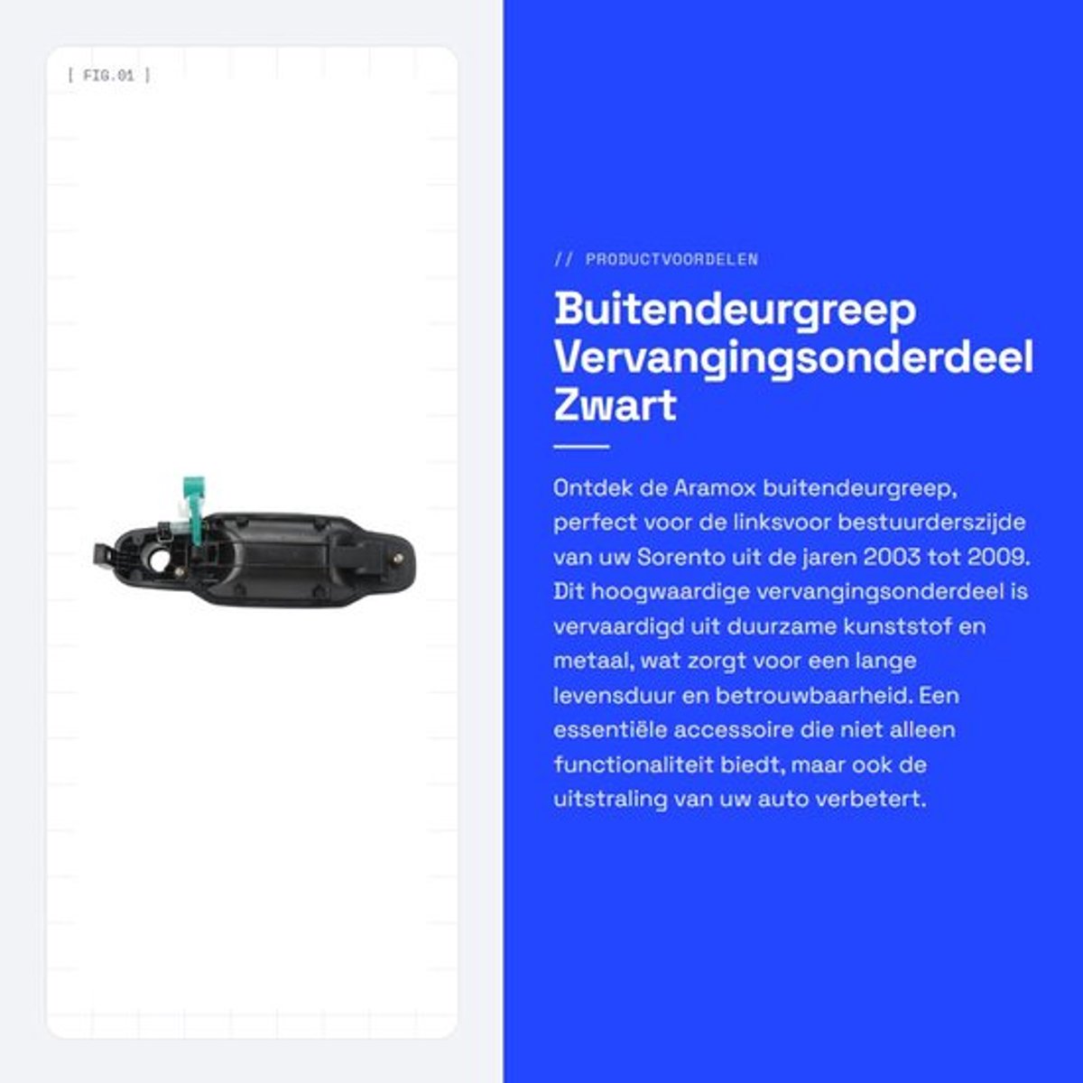Zeynomax - Buitendeurgreep - Vervangingsonderdeel - Zwart - Auto Accessoire - Voor