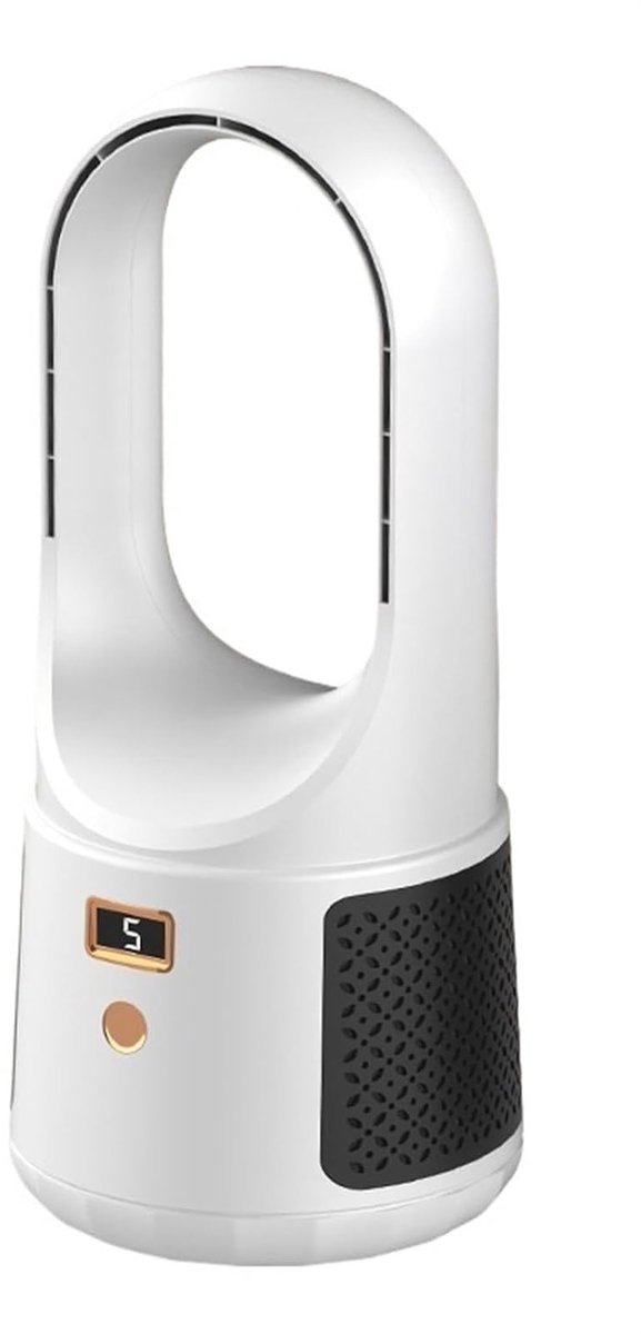 LISM-Bladeloze draadloze tafelventilator voor thuisgebruik, USB oplaadbare luchtbevochtiger (wit)