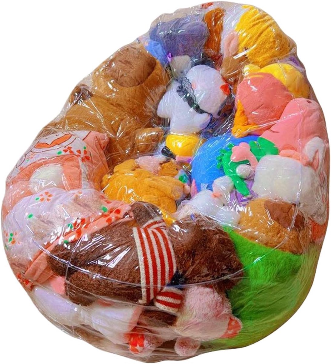 Zitzak Organizer - Opbergzak - Speelgoed Opbergen - Transparant Zichtvenster - 75 x 75 x 60 cm - Doorzichtig