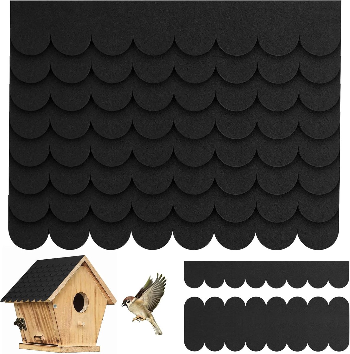 Dakshingles Set - Mini Dakvilt - Vogelhuis Beschermen - Zelfklevend Waterdicht - 53 Stuks - Zwart