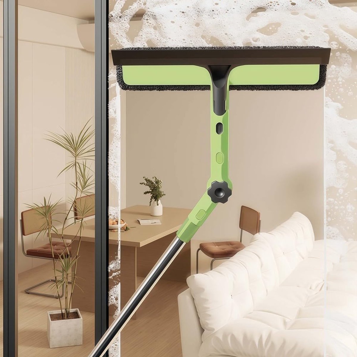 Raamwisserset - Raamtrekker Kit - Ramen Schoonmaken - Uitschuifbare Stang - 36-56 inch - Zilver