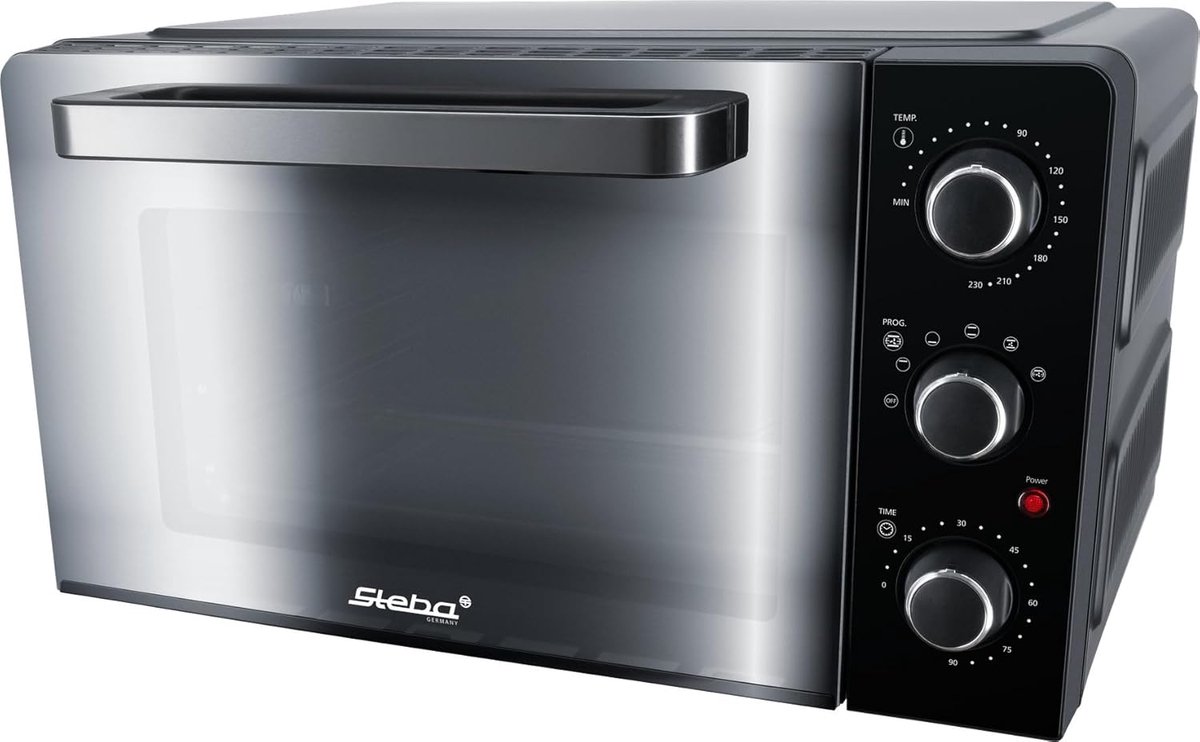 Grilloven Kleine oven Multifunctionele oven Koken en bakken PFAS-vrije binnenruimte 24 liter Zwart