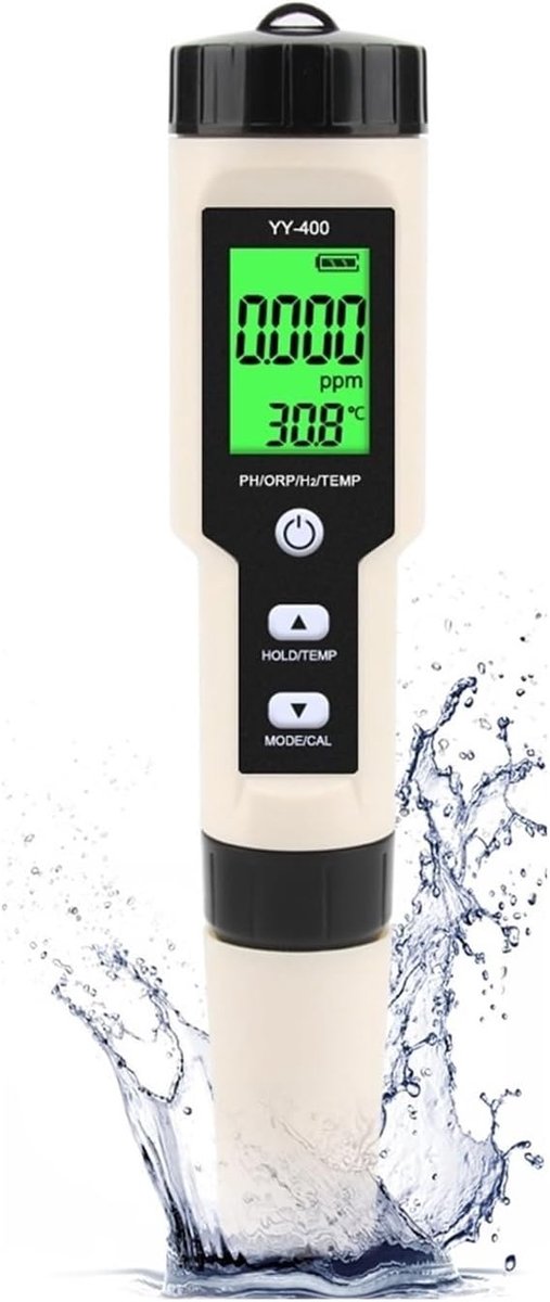 Digitale Bodemtester - Waterkwaliteit Meter - Waterkwaliteit Analyseren - 4-in-1 Meting - 0-60 °C - Zwart