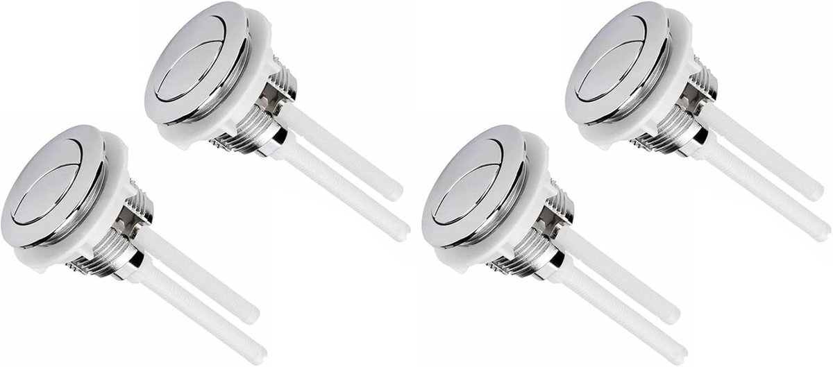 Toilet Spoelknop - Dubbele Knop - Toilet Reparatie - 38mm Diameter - 4 Stuks - Zilverkleurig